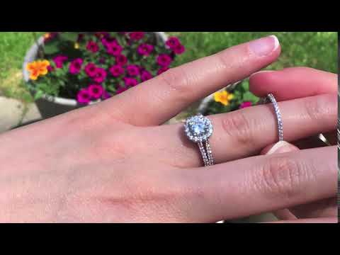 0.9 Ct. Split Shank Round Halo Engagement Ring - TwoBirch - TB-ENG-209-WG-G5H