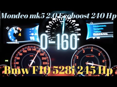 Ford Mondeo Mk5 (fusion) 2.0 Ecoboost 240 Hp VS Bmw F10 528 2.0 245 Hp 0-160 Kmh