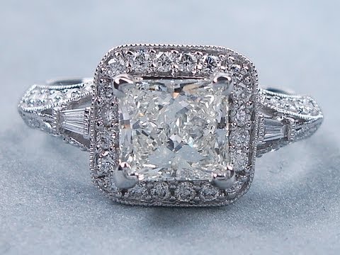 1.70 ctw Princess Cut I VS2 Diamond Engagement Ring - BigDiamondsUSA