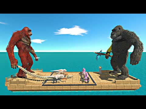 Dinosaurs vs Mutant Primates, Skar King vs Kong 2024 | War on Ship - Animal Revolt Battle Simulator
