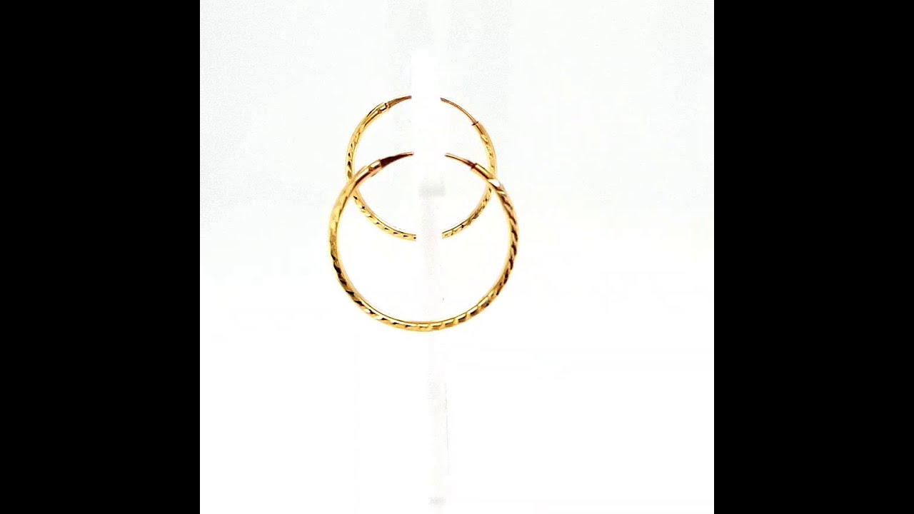 9CT. YELLOW GOLD FACETED HINGED SLEEPER EARRINGS