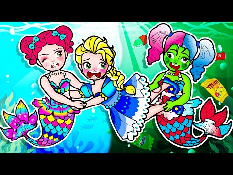 [????paper doll????] Elsa Mermaid Poor and Rich Harley Quinn Daughter Dress | LOL Surprise DIYs