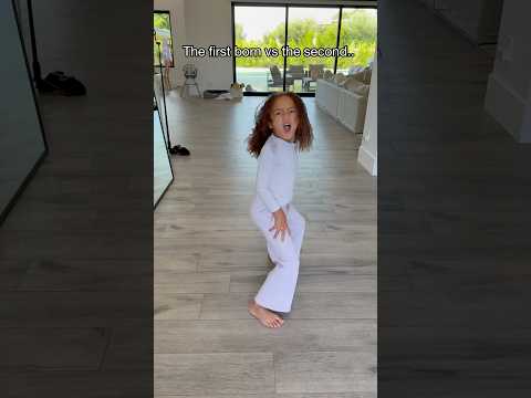 The difference between your first born vs. second born😂🤍 #firstborn #middlechild #siblings