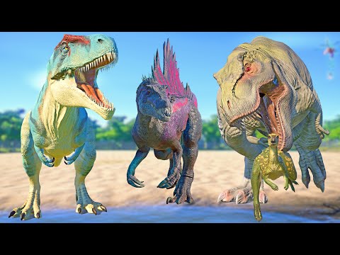 Tyrannotitan, Albino T-REX, Inspinedoraptor, Baryonyx Dinosaurs Fight 🌍 JURASSIC WORLD EVOLUTION