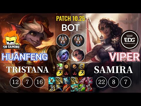 SN huanfeng Tristana vs EDG Viper Samira Bot - KR Patch 10.25