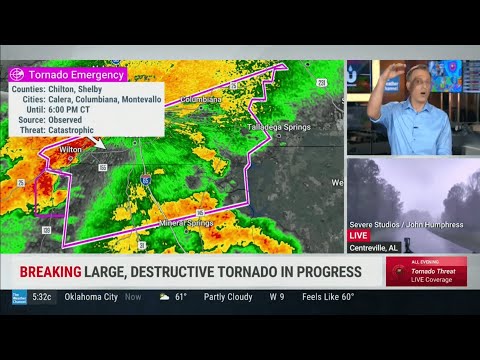 The Weather Channel Coverage of the Centreville/Brent, AL Tornado - 3/25/2021 5:00 PM CDT