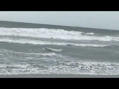 Surfing at crazy waves - Cocoa Beach before Hurricane Irma arrives