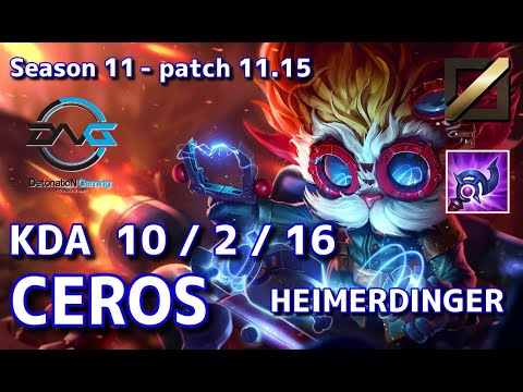 【韓国サーバー/D1】DFM Ceros ハイマーディンガー(Heimerdinger) VS ゾーイ(Zoe) MID - Patch11.15 KR Ranked【LoL】