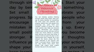 The Power of Positive Thinking #listeningpractice #listening