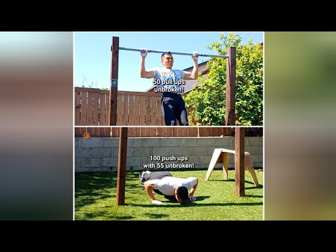 5MD with 50 pull ups unbroken to 100 push ups with 55 unbroken in 5:17 minutes!