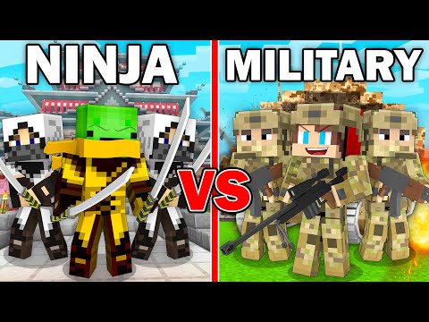 Mikey NINJA Army vs JJ MILITARY Army Survival Battle in Minecraft ? (Maizen)