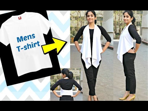 No Sew DIY: Convert Men's Tshirt to Flowy Girls' Jacket in 2 minutes