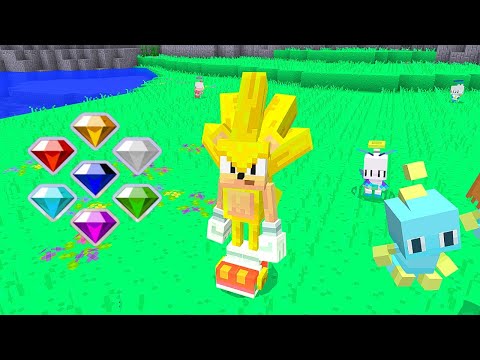 MINECRAFT - SONIC the HEDGEHOG DLC *SUPER SONIC SKIN* ALL CHAOS EMERALD LOCATIONS