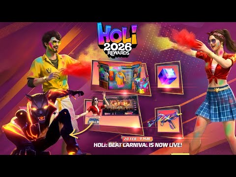 HOLI BEAT CARNIVAL EVENT FREE FIRE, MAGIC CUBE STORE UPDATE, FF NEW EVENT, FREE FIRE NEW EVENT