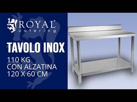 Video - Tavolo inox - 120 x 60 cm - 110 kg - Con alzatina