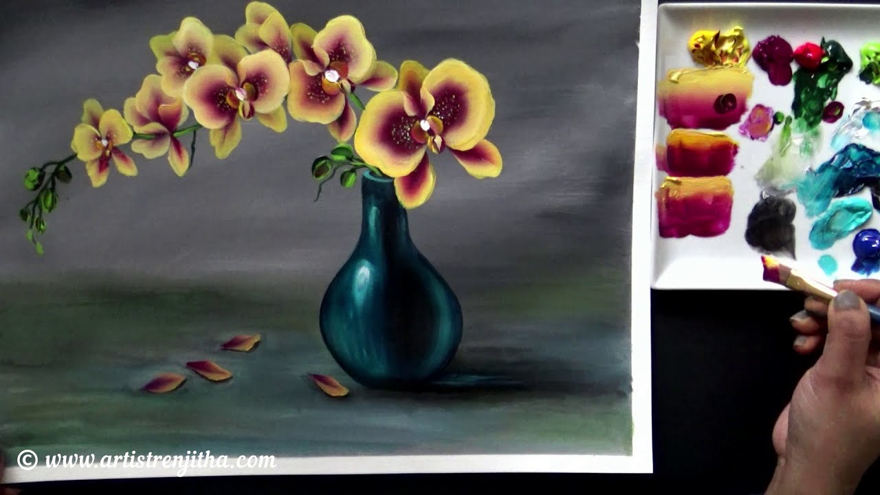 acrylic painting step by step on canvas by renjitha anoop