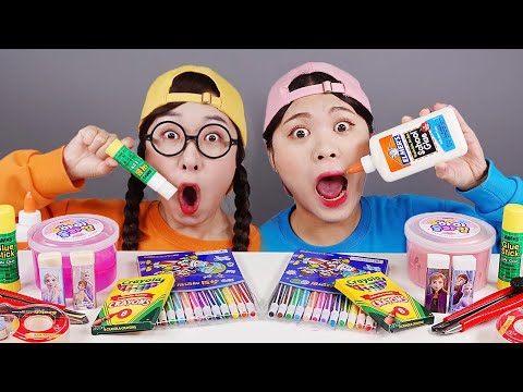 اللوازم المدرسية الصالحة للأكل حلوى الهلام موكبانج dona mukbang