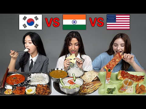 {India VS USA VS Korea} People Try Each Other School Lunch For The First Time!!!