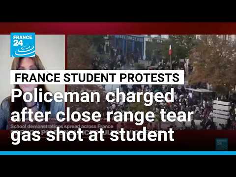 French policeman charged after firing tear gas grenade at high school student