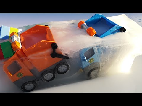 Garbage Trucks for kids, Building Block, Toy Lorry , Getting Frozen & Unfrozen, Asrm (NO TALKING) Video