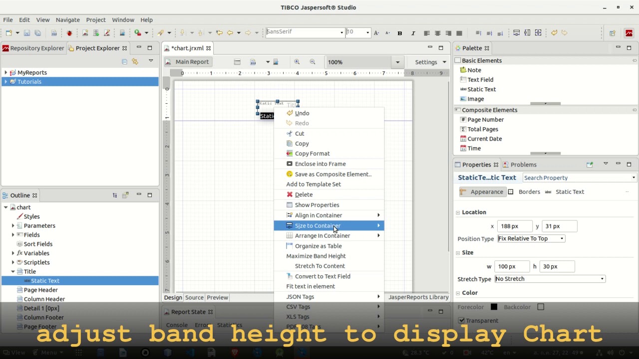 Jaspersoft Studio : Using Chart in Report