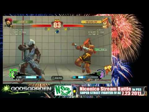 SSF4 AE: JUN-HAZURE (Akuma) vs zubonc (Adon) - Nico Stream Battle PS3 (Top 16)