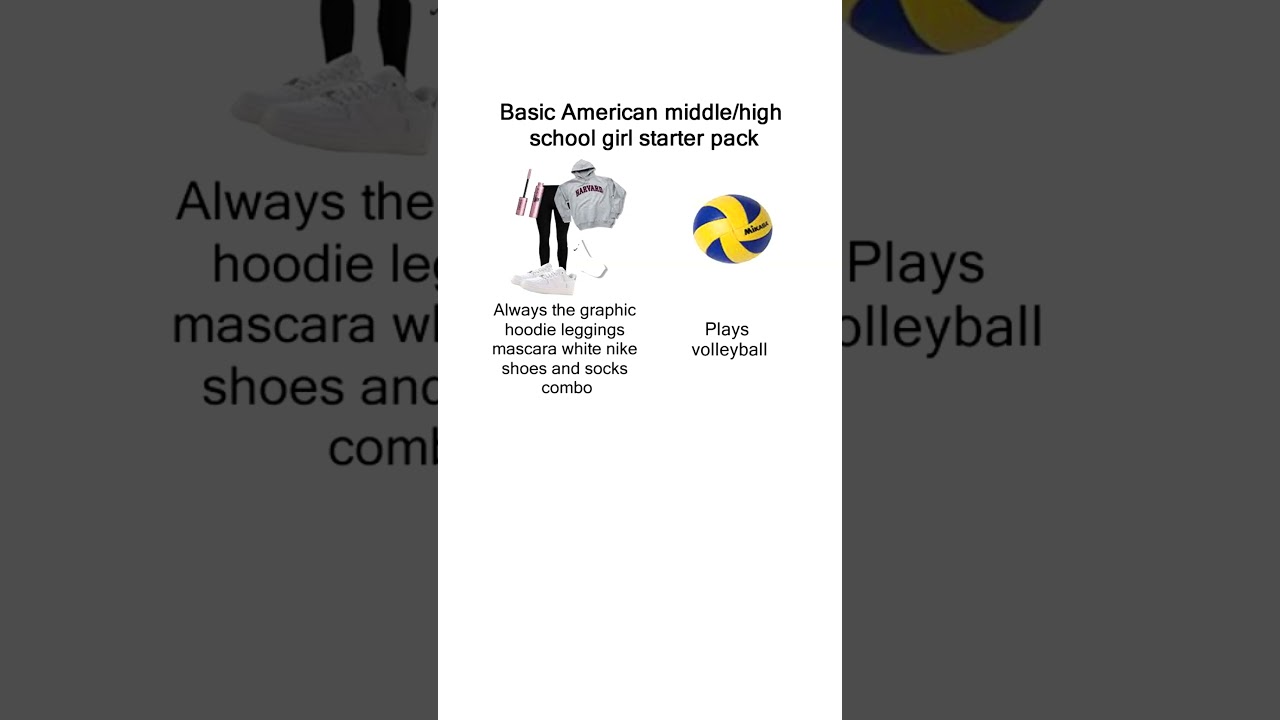 Basic American middle or high school girl starter pack meme