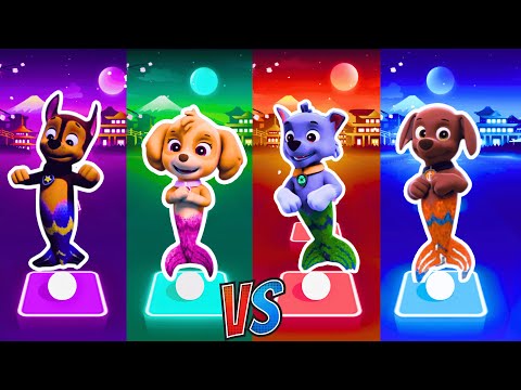 Paw Patrol Mer Pups | Chase VS Skye VS Rocky VS Zuma | Tiles Hop