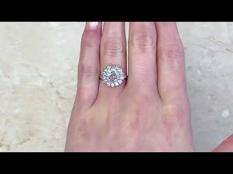 Old Mine Cut Floral Cluster Diamond Engagement Ring - Tusten Ring - Hand Video