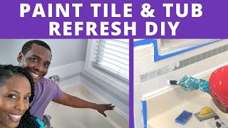 How to Paint Bathroom Tiles & Tub Refresh (What Kind of Paint?) | DIY Power Couple