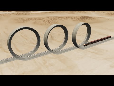 Impossible Triple Loop Rail Tracks Vs Train Crossing - BeamNG.Drive
