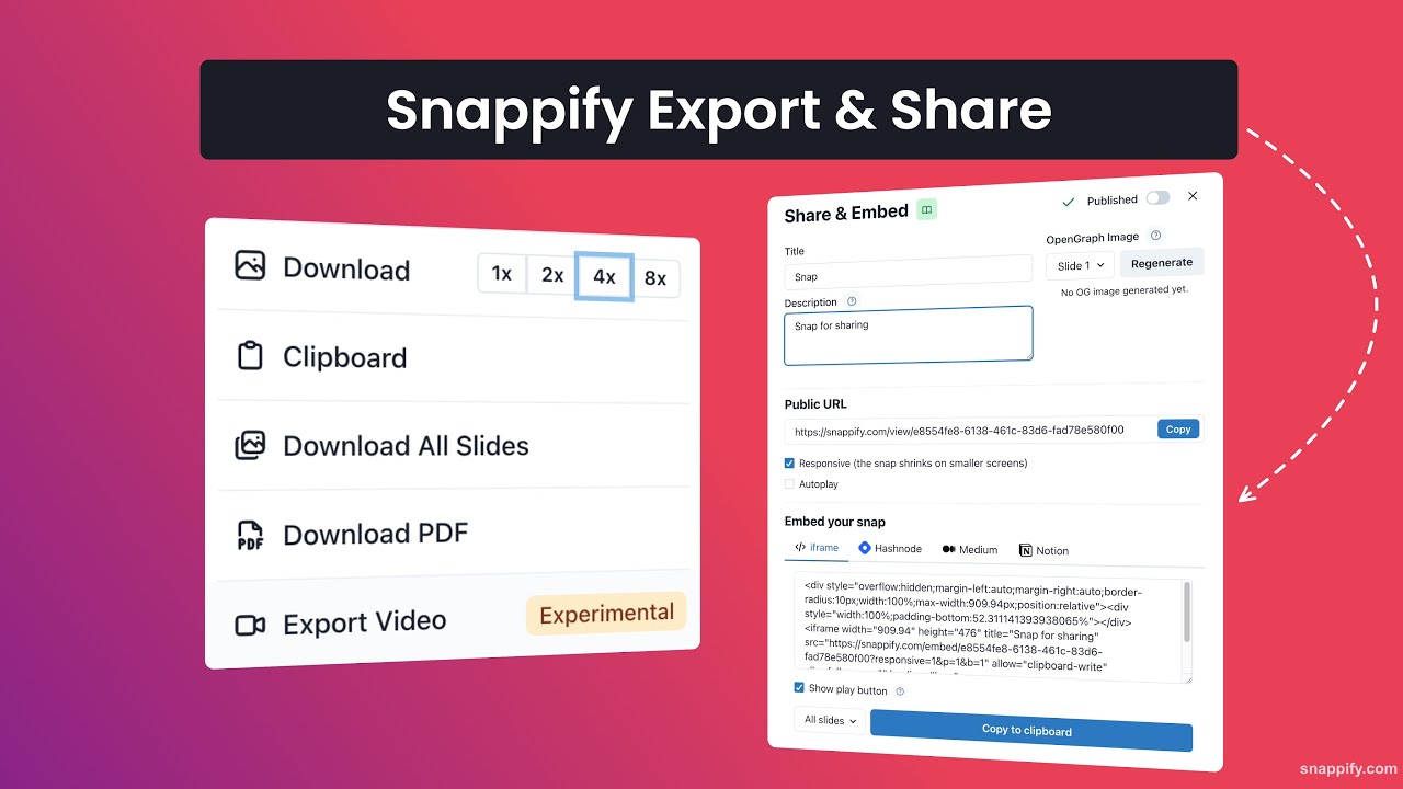 Snappify Export & Share: Post Beautiful Code Anywhere