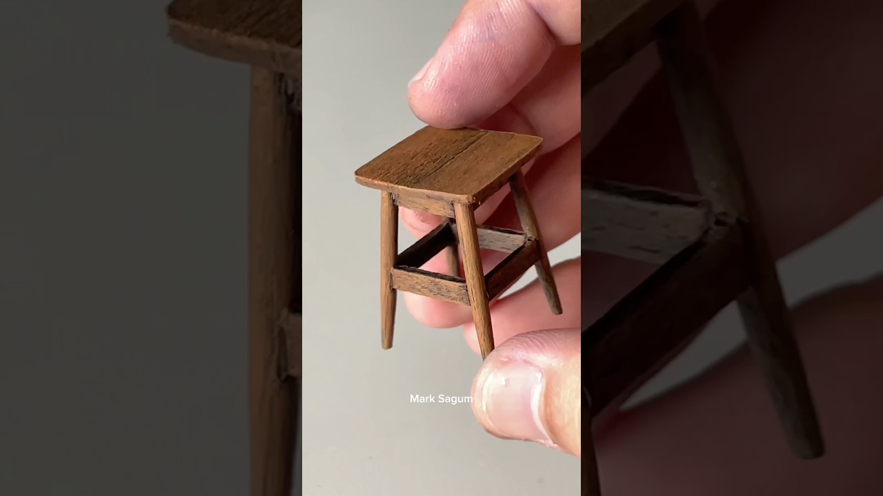 Let’s Build a Tiny Wooden Stool! 🪑#miniatures #diycrafts #shorts