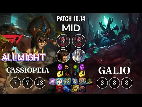 T1 Allmight Cassiopeia vs Galio Mid - KR Patch 10.14