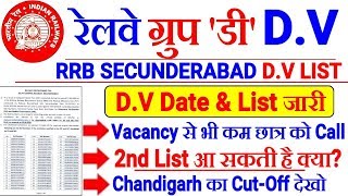 RRB GROUP D Official D.V List & Call Letter of RRB SECUNDERABAD | Vacancy से कम को बुलाया।