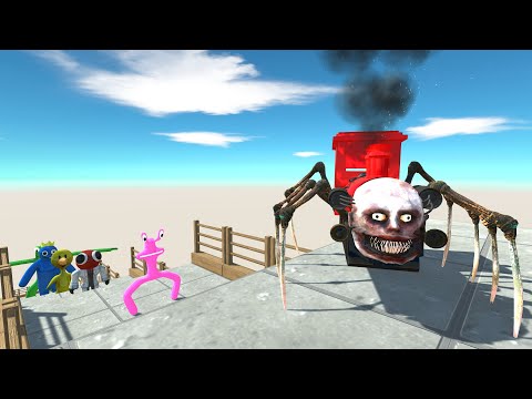 Choo Choo Charles Death Fall vs Rainbow Friends - Animal Revolt Battle Simulator