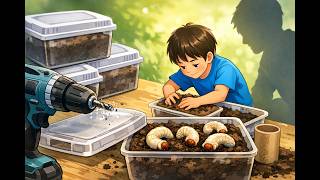 【親子DIY】カブトムシ幼虫4匹の個別飼育ケース作り｜初心者でもできる方法#カブトムシ