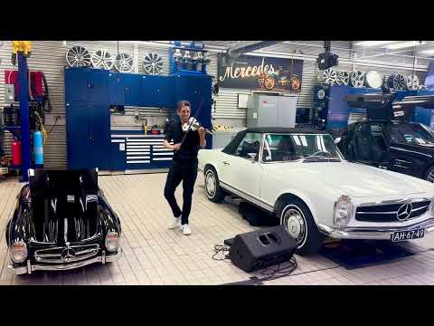 Soundcheck before a show at a Mercedes Benz garage Luxury.