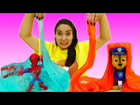 Valerias Spielzeug Kindergarten. Die Spielzeuge spielen mit Slime. Kinder Video mit Paw Patrol