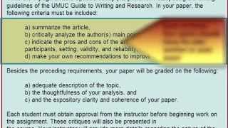 How to Write the Academic Critique Assignment--Critique of Academic Journal Article