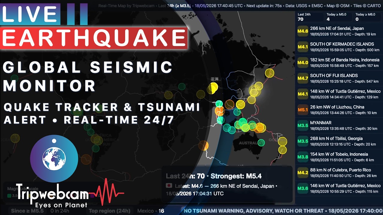 Live webcam view of Mapa global de terremotos y tsunamis