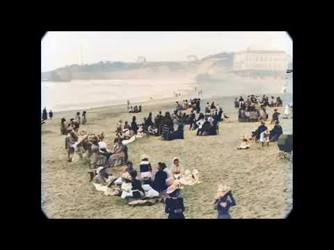 1900 - Beach in Biarritz, France [Colorized]