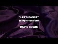 LET S DANCE David Bowie Lyrics