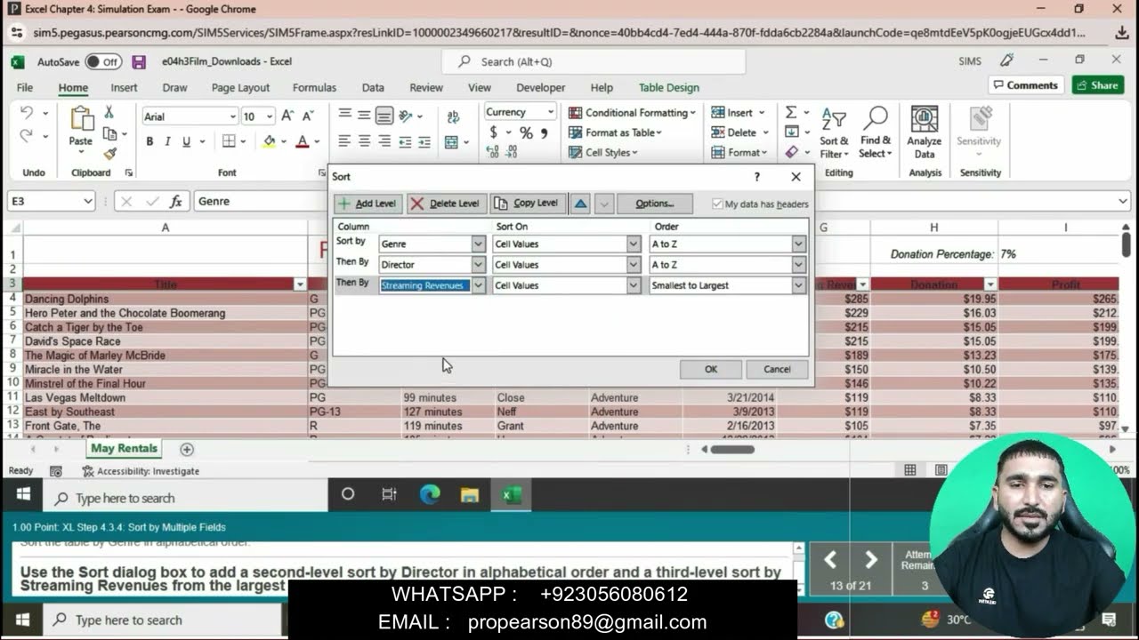 Excel Chapter 4: Simulation Exam |  Simulation Exam/complete video for excel ch04 simulation exam