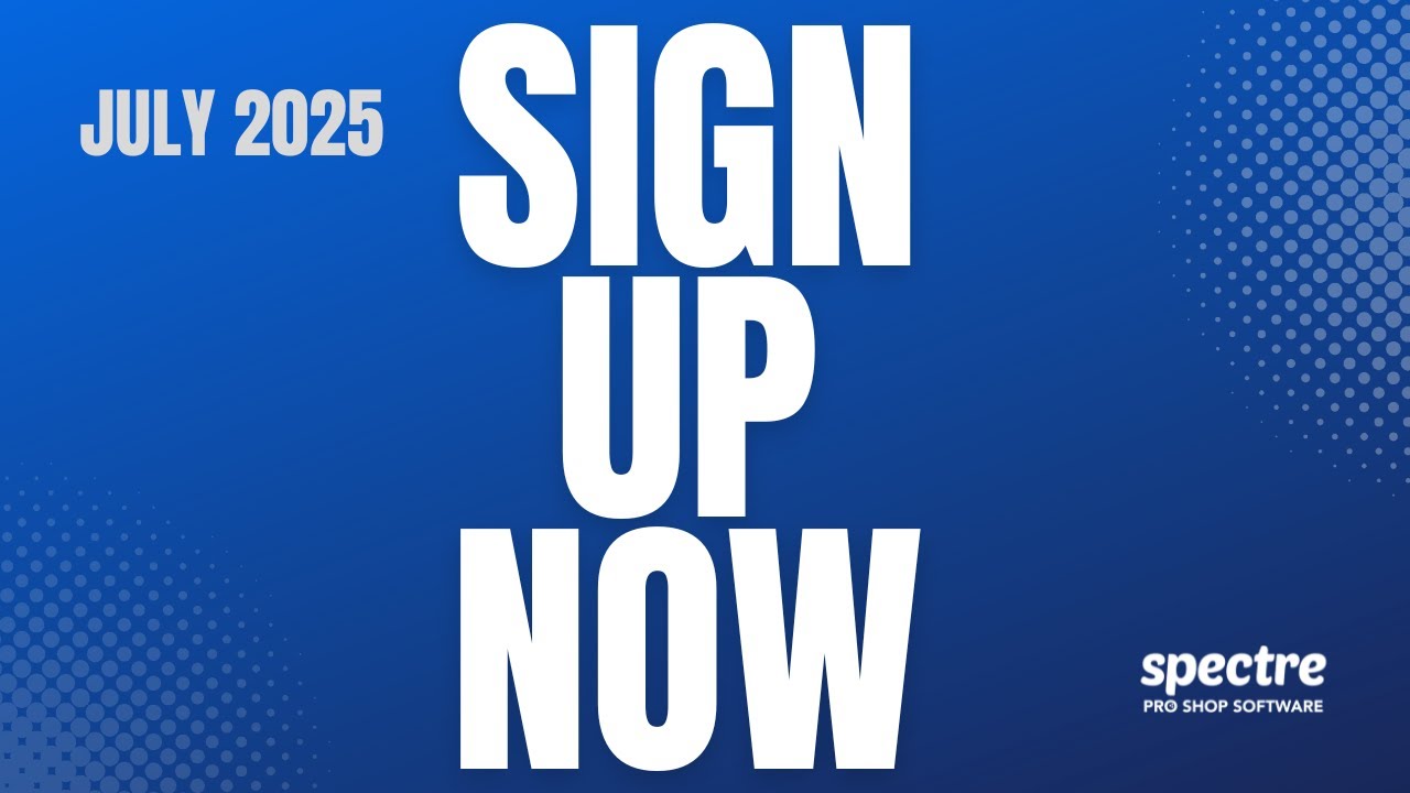 Signing up for Spectre Pro Shop software - A few new additions