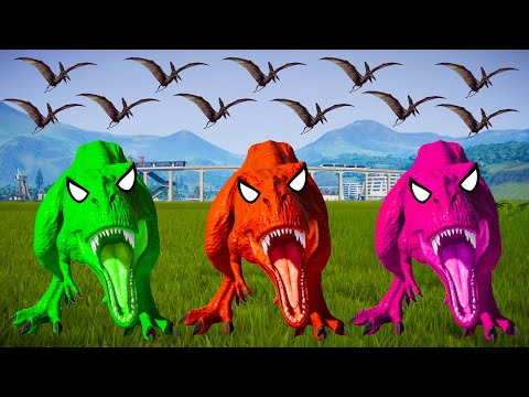 T-REX COLOR PACK vs TRABOSAURUS vs LYTHRONAX vs ALBERTOSAURUS - Jurassic World Evolution