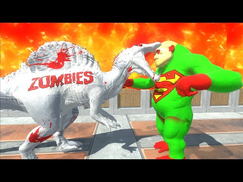 Superman Goro The Giant Of Zombies Spinosaurus Death Run - Animal Revolt Battle Simulator