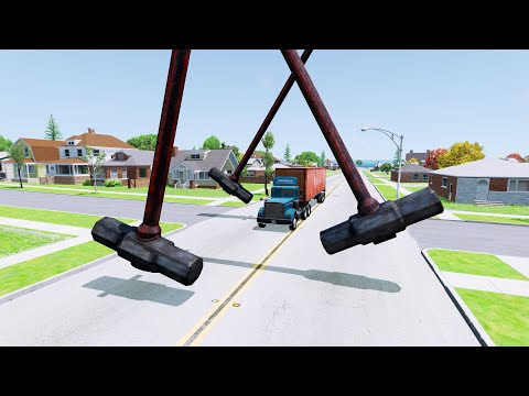 Cars vs Giant Hammer - #3 | BeamNG Drive | Car Crashes