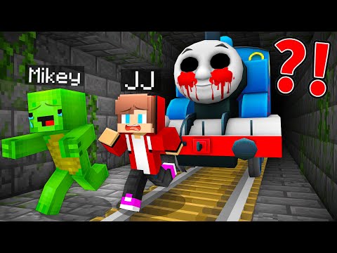 JJ and Mikey vs SCARY THOMAS TRAIN Survival Battle - Maizen Minecraft Animation