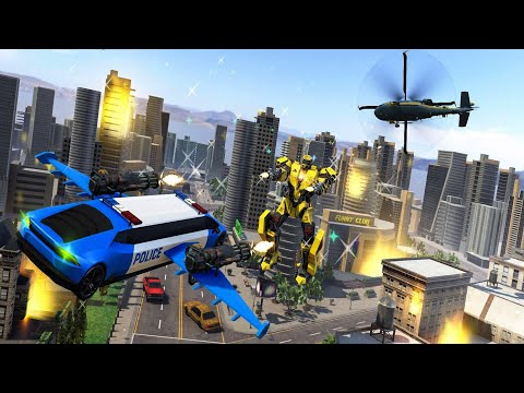 Flying Limo Police Helicopter Car Robot Games#02